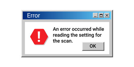 Old error notification. Retro digital message with warning information. Problem with PCのイラスト素材