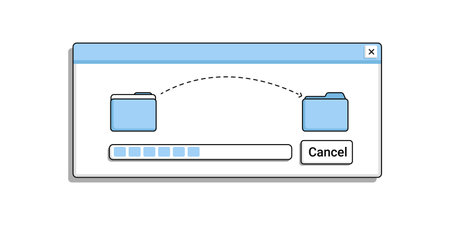 Old sharing program in blue color. Transfer files from folders. Vintage system application.
