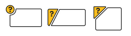 Warning question empty message with yellow edge. Border with question mark without text.