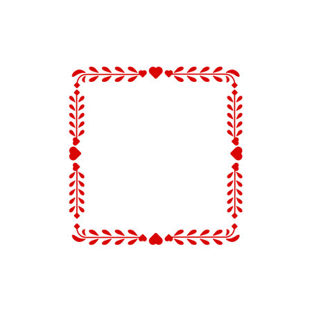 Romantic square frame featuring vintage heart ornaments and decorative elements, perfect for adding a passionate touch to Valentine or love-themed designs.のイラスト素材