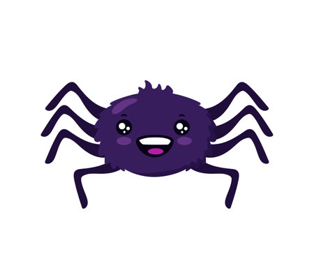 A lively, kawaii style spider character with a comical expression, ideal for kid friendly designs. This colorful arachnid is both funny and friendly.のイラスト素材