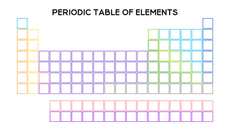 Colorful periodic table featuring symbols, atomic numbers, and groups, ideal for educational and scientific purposes in schools and laboratories.のイラスト素材
