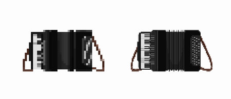 A black accordion featuring a keyboard and buttons on opposite sides, ideal for musical expression.のイラスト素材