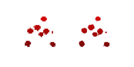 Simplified digital representation of red blood cells, showing their basic form and color for learning.のイラスト素材