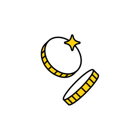 Simple yellow and white open jewel box with a star icon on top indicating treasure or surprise.のイラスト素材