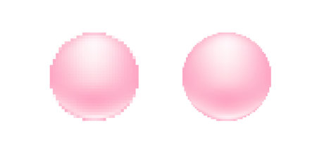 Two identical shiny pink spheres with soft gradient highlights and a smooth, flawless surface.のイラスト素材