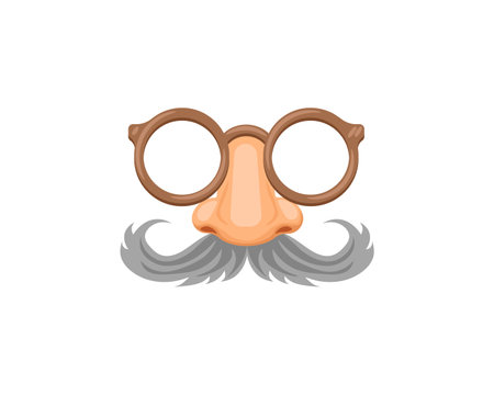 A pair of round glasses with a fake nose and mustache, perfect for fun costume disguises.のイラスト素材