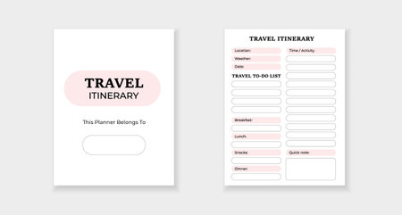 Travel itinerary template for organizing trip details and planning daily activities effectively.のイラスト素材