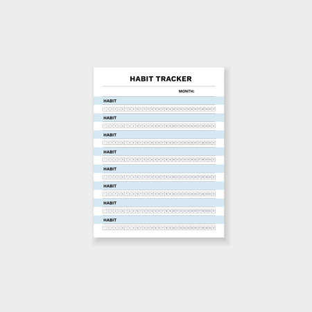 Template form to track monthly habits and progress. simple design for easy goal monitoring.のイラスト素材