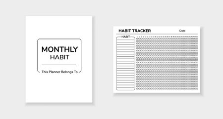 Habit tracker template for monitoring monthly habits and tracking daily progress efficiently.のイラスト素材