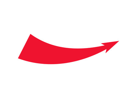 Red arrow with bold, aggressive curve represents strategic motion, attack paths, and combat flow.のイラスト素材