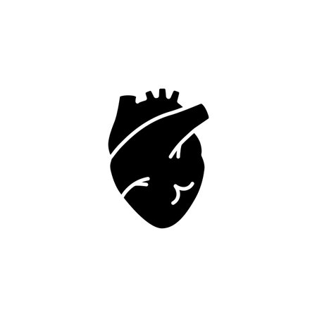 Stylized black heart combines anatomy and bold design, featuring a striking lightning bolt accent.のイラスト素材
