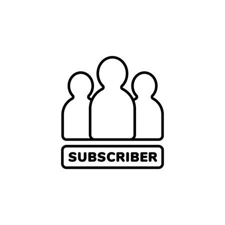 Icon featuring three figures above a subscriber label, suggesting a community or follower concept.のイラスト素材