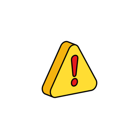 Icon featuring a yellow warning triangle with a red exclamation mark, indicating caution or alert.のイラスト素材