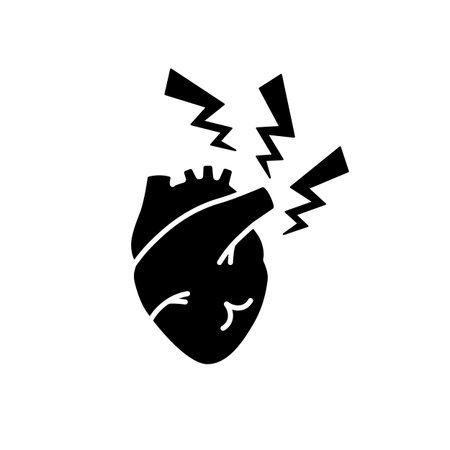 Bold black and white heart with dynamic lightning, symbolizing energy, power, and vitality.のイラスト素材