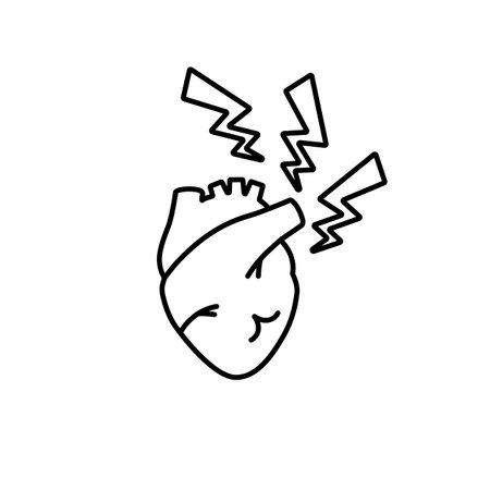 The anatomical heart is depicted with lightning bolts, emphasizing energy, power, and vitality.のイラスト素材