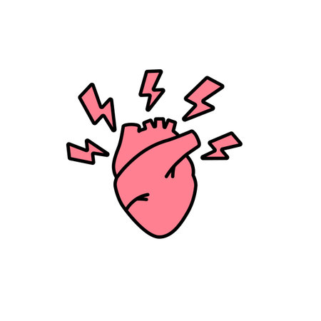 Heart illustration with lightning, conveying high energy and strong emotions. bold, expressive...