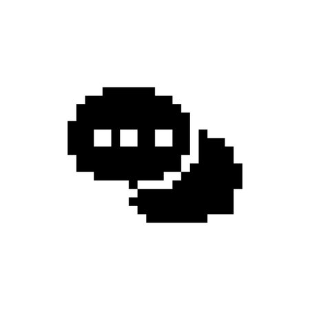 Cartoon pixel mosaic speech bubble icon in retro style resembling classic comic book expression.のイラスト素材