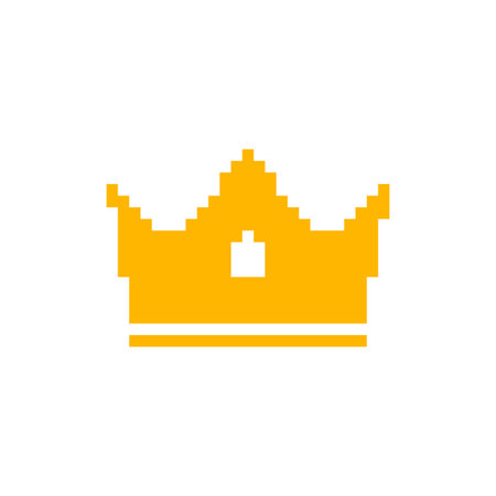 A yellow crown in pixel art style with a mosaic look. its classic shape is bright and stylized.のイラスト素材