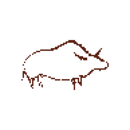 Pixelated bull designed in mosaic form, capturing the essence of retro sprite graphics style.のイラスト素材