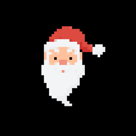 Icon features santa in pixel art style with a festive red hat and white beard, creating a retro vibe.のイラスト素材