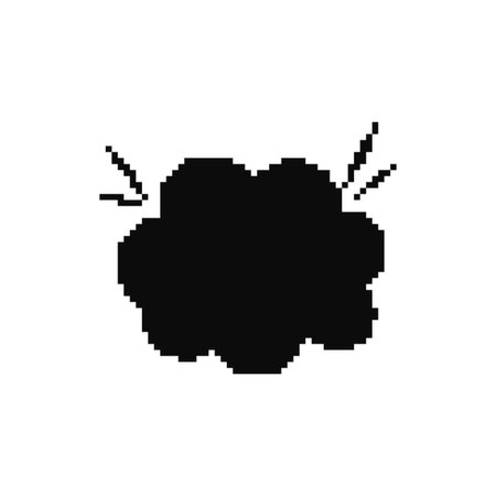 Mosaic pixel cloud illustrating a dramatic cartoon explosion in a fun, retro comic style design.のイラスト素材