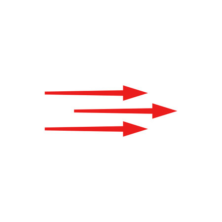 Red arrows indicate straight air flow, ideal for showing motion direction or dynamic movement.のイラスト素材