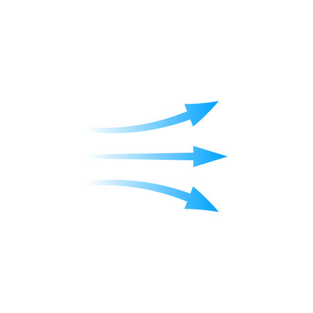 Blue arrows in a smooth, forward motion. represents flow, direction, and smooth movement.のイラスト素材