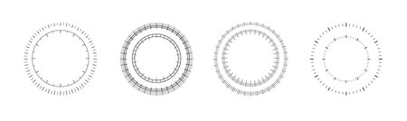 Black and white measuring scales with radial marks. ideal for technical and scientific purposes.のイラスト素材
