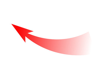 Curved red arrow symbolizes dynamic movement and strategic direction in conflict scenarios.のイラスト素材