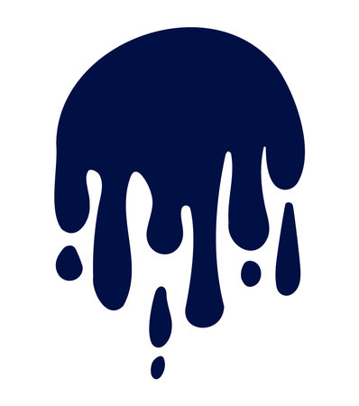 Bold navy ink splash falling against a white backdrop. perfect for creative design elements.のイラスト素材