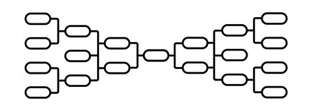 Simple black and white tournament bracket design ideal for event and competition organization.のイラスト素材