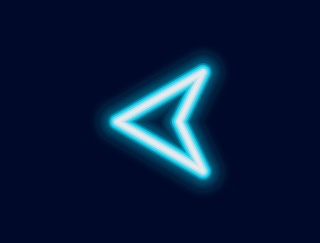 A glowing blue neon arrow like shape pointing left a unique and modern graphic element for various...