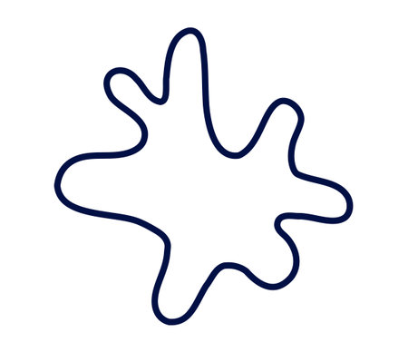 Minimalist abstract splash shape in blue outline, ideal for creative design projects and modern art.のイラスト素材