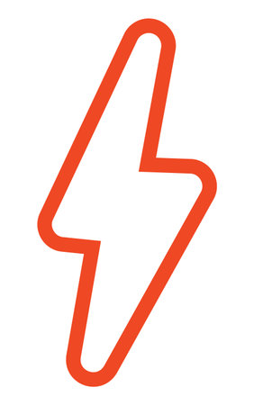 Minimalist orange lightning bolt icon on a clean white backdrop, symbolizing energy and power.のイラスト素材