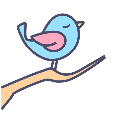 Bright summer-themed cartoon frame featuring a cute bird on a branch, perfect for childrens designs.のイラスト素材