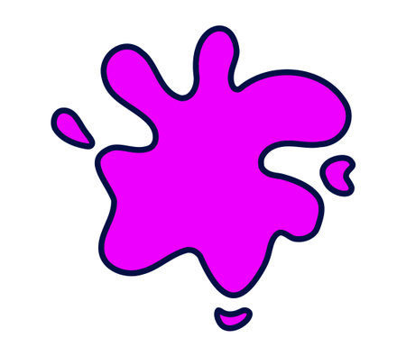 Dynamic pink splash shape with bold outline set on a clean white background, ideal for creative design uses.のイラスト素材