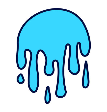 Blue water splash in abstract drip shape, perfect for creative design and artistic projects.のイラスト素材