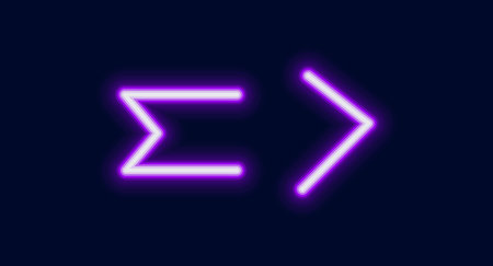 A bright illustration of two different neon symbols a zigzag and an arrow great for technology and design concepts.のイラスト素材
