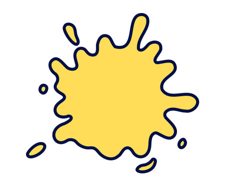 Energetic yellow splash design with bold outlines, perfect for creative and artistic projects.のイラスト素材