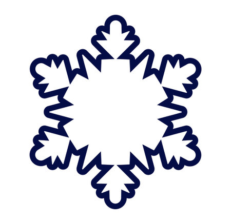 A detailed geometric snowflake illustration, perfect for winter-themed decor or holiday projects.のイラスト素材
