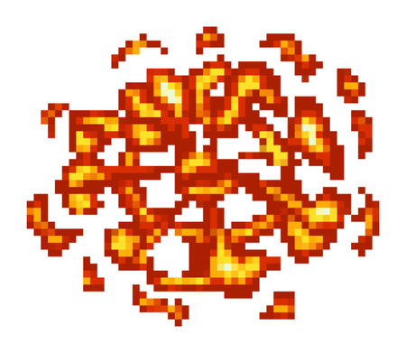 Dynamic pixel explosion illustration ideal for gaming, digital art, and animation projects.のイラスト素材