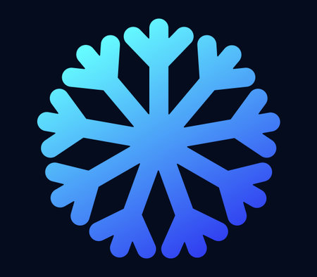 A blue snowflake icon with a gradient effect, set against a dark background. ideal for winter and...