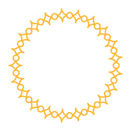 Intricate gold islamic geometric frame, perfect for decor or invitation designs with an elegant touch.のイラスト素材