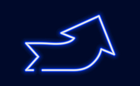 A glowing zigzag arrow design pointing forward and upward a symbol of growth progress or improvement.のイラスト素材