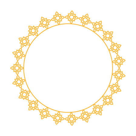Round frame with intricate islamic geometric patterns, perfect for decorative and design projects.のイラスト素材