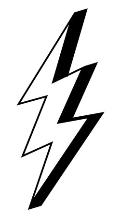 Bold lightning bolt silhouette ideal for dynamic designs and modern creative projects.のイラスト素材