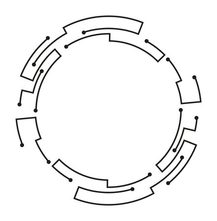 Abstract circular pattern with a digital and futuristic feel, ideal for tech and innovation projects.のイラスト素材