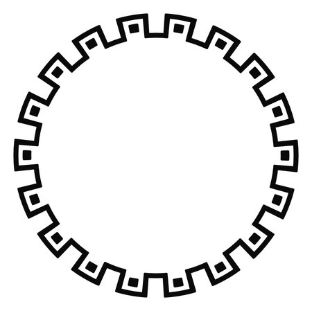 Black and white african tribal circle frame, ideal for cultural designs and creative art projects.のイラスト素材