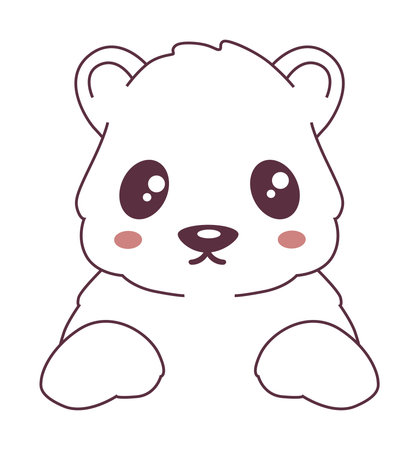 Charming cartoon bear with big eyes and blush cheeks, perfect for childrens decorations and designs.のイラスト素材